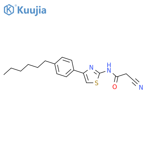 2-cyano-N-[4-(4-hexylphenyl)-1,3-thiazol-2-yl]acetamide structure