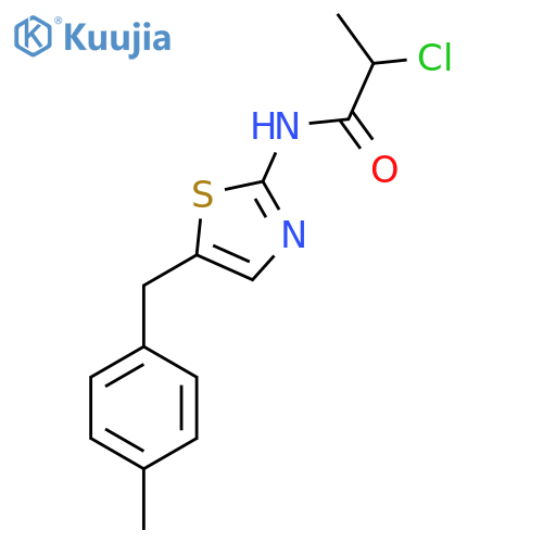 2-chloro-N-{5-(4-methylphenyl)methyl-1,3-thiazol-2-yl}propanamide structure