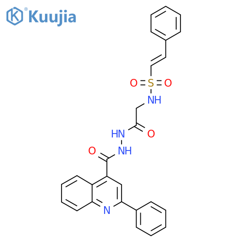N-{2-oxo-2-[(2-phenylquinolin-4-yl)formohydrazido]ethyl}-2-phenylethene-1-sulfonamide structure