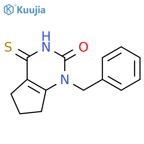 1-benzyl-4-sulfanylidene-1H,2H,3H,4H,5H,6H,7H-cyclopentadpyrimidin-2-one structure