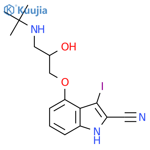 4-(2-Hydroxy-3-(tert-butylamino)propoxy)-3-iodo-1H-indole-2-carbonitrile structure