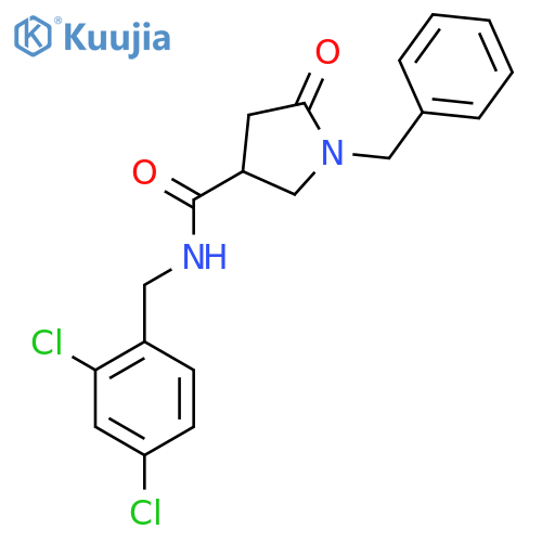1-benzyl-N-(2,4-dichlorophenyl)methyl-5-oxopyrrolidine-3-carboxamide structure