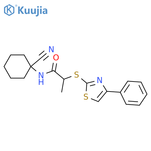 N-(1-Cyanocyclohexyl)-2-[(4-phenyl-2-thiazolyl)thio]propanamide structure