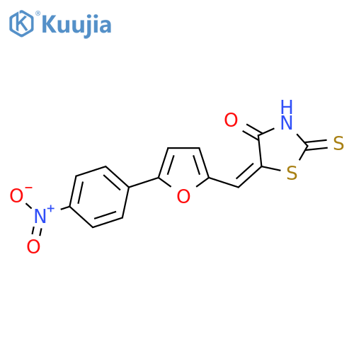 (5E)-5-{5-(4-nitrophenyl)furan-2-ylmethylidene}-2-sulfanylidene-1,3-thiazolidin-4-one structure