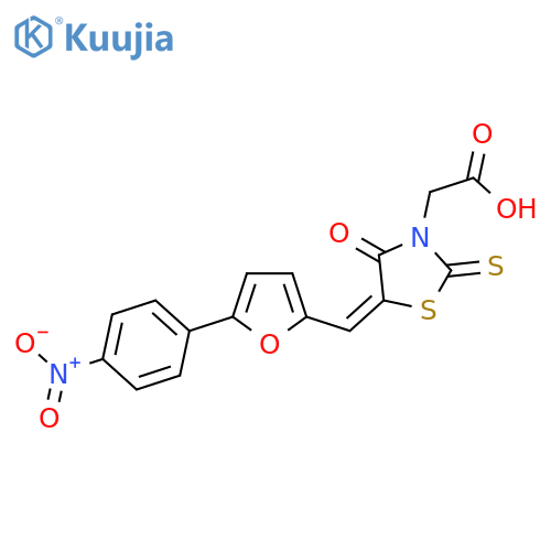 [(5E)-5-{[5-(4-nitrophenyl)furan-2-yl]methylidene}-4-oxo-2-thioxo-1,3-thiazolidin-3-yl]acetic acid structure