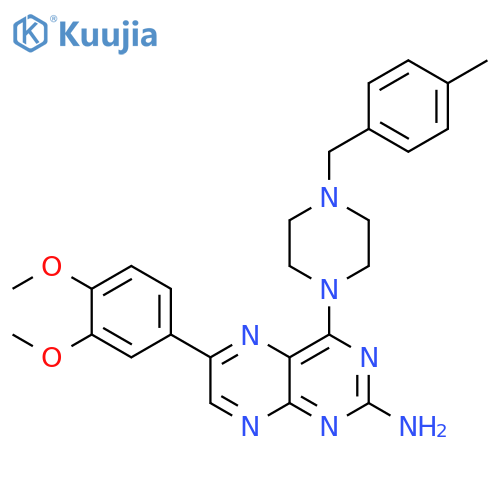 2-Pteridinamine,6-(3,4-dimethoxyphenyl)-4-[4-[(4-methylphenyl)methyl]-1-piperazinyl]- structure