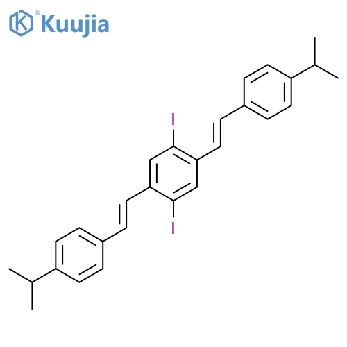 1,1'-[(2,5-Diiodo-1,4-phenylene)di(ethene-2,1-diyl)]bis[4-(propan-2-yl)benzene] structure