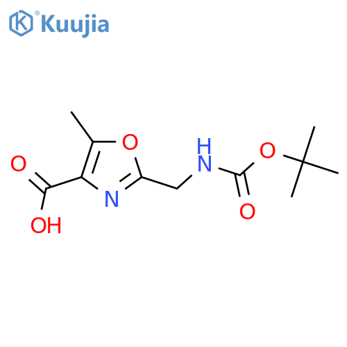2-({(tert-butoxy)carbonylamino}methyl)-5-methyl-1,3-oxazole-4-carboxylic acid structure