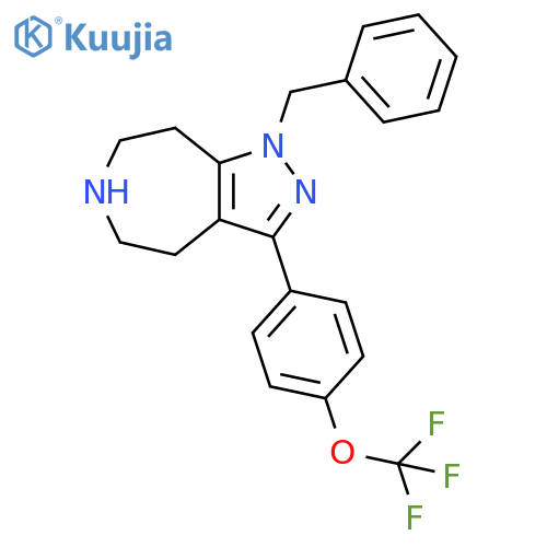 Pyrazolo[3,4-d]azepine,1,4,5,6,7,8-hexahydro-1-(phenylmethyl)-3-[4-(trifluoromethoxy)phenyl]- structure