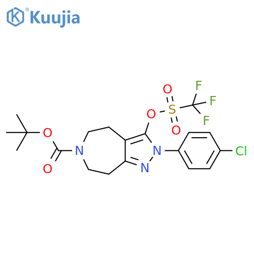 Pyrazolo[3,4-d]azepine-6(2H)-carboxylic acid,2-(4-chlorophenyl)-4,5,7,8-tetrahydro-3-[[(trifluoromethyl)sulfonyl]oxy]-,1,1-dimethylethyl ester structure