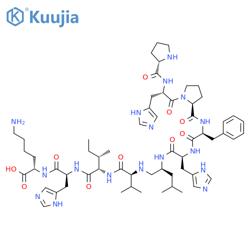(2S)-6-Amino-2-[[(2S)-3-(1H-imidazol-5-yl)-2-[[(2S,3S)-2-[[(2S)-2-[[(2S)-2-[[(2S)-3-(1H-imidazol-5-yl)-2-[[(2S)-2-[[(2S)-1-[(2S)-3-(1H-imidazol-5-yl)-2-[[(2S)-pyrrolidine-2-carbonyl]amino]propanoyl]pyrrolidine-2-carbonyl]amino]-3-phenylpropanoyl]amino]propanoyl]amino]-4-methylpentyl]amino]-3-methylbutanoyl]amino]-3-methylpentanoyl]amino]propanoyl]amino]hexanoic acid structure