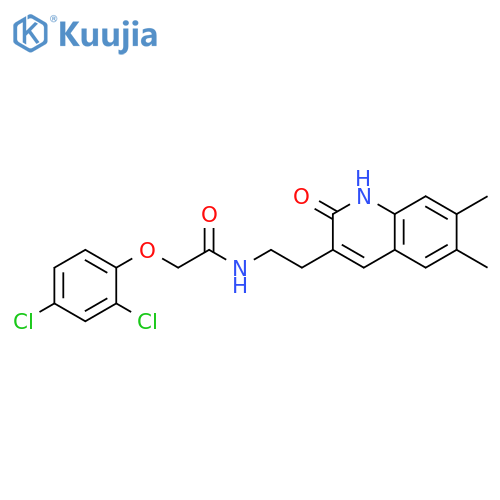 2-(2,4-dichlorophenoxy)-N-2-(6,7-dimethyl-2-oxo-1,2-dihydroquinolin-3-yl)ethylacetamide structure