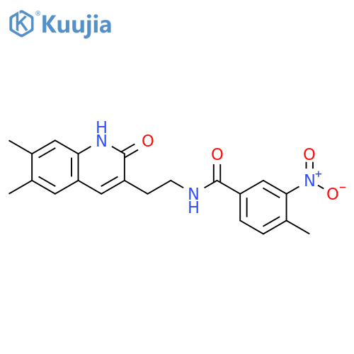N-2-(6,7-dimethyl-2-oxo-1,2-dihydroquinolin-3-yl)ethyl-4-methyl-3-nitrobenzamide structure