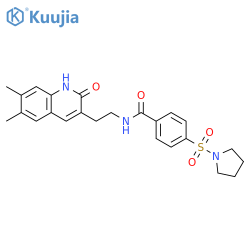 N-2-(6,7-dimethyl-2-oxo-1,2-dihydroquinolin-3-yl)ethyl-4-(pyrrolidine-1-sulfonyl)benzamide structure