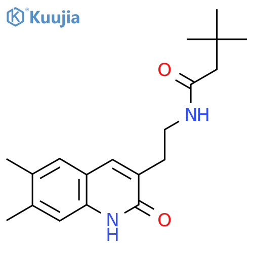 N-2-(6,7-dimethyl-2-oxo-1,2-dihydroquinolin-3-yl)ethyl-3,3-dimethylbutanamide structure