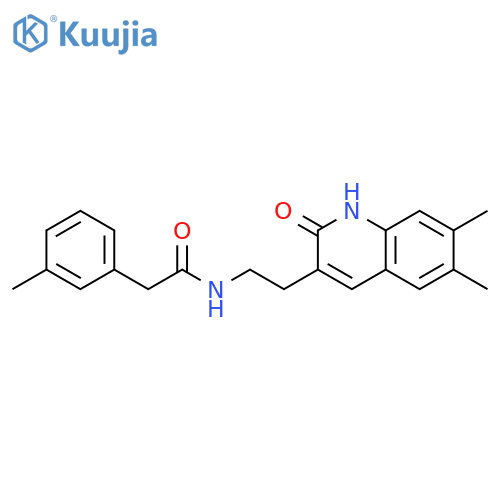 N-2-(6,7-dimethyl-2-oxo-1,2-dihydroquinolin-3-yl)ethyl-2-(3-methylphenyl)acetamide structure