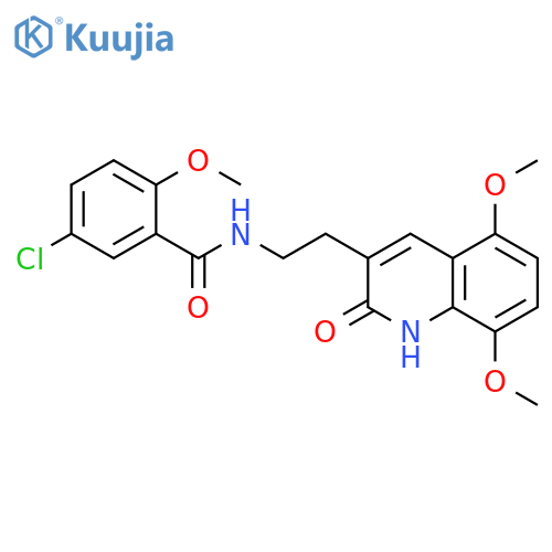 5-chloro-N-2-(5,8-dimethoxy-2-oxo-1,2-dihydroquinolin-3-yl)ethyl-2-methoxybenzamide structure