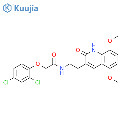 2-(2,4-dichlorophenoxy)-N-2-(5,8-dimethoxy-2-oxo-1,2-dihydroquinolin-3-yl)ethylacetamide structure