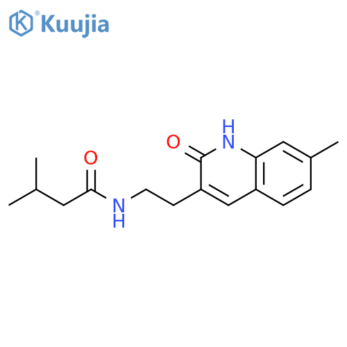 3-methyl-N-2-(7-methyl-2-oxo-1,2-dihydroquinolin-3-yl)ethylbutanamide structure