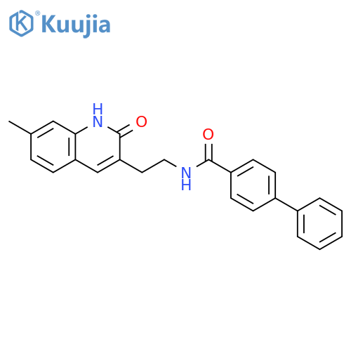 N-2-(7-methyl-2-oxo-1,2-dihydroquinolin-3-yl)ethyl-1,1'-biphenyl-4-carboxamide structure