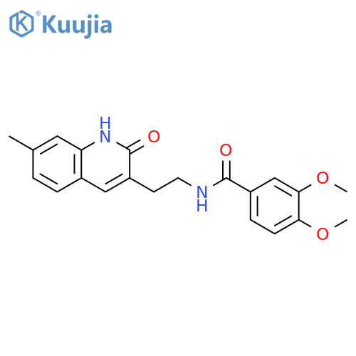 3,4-dimethoxy-N-2-(7-methyl-2-oxo-1,2-dihydroquinolin-3-yl)ethylbenzamide structure