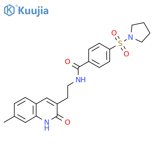N-2-(7-methyl-2-oxo-1,2-dihydroquinolin-3-yl)ethyl-4-(pyrrolidine-1-sulfonyl)benzamide structure