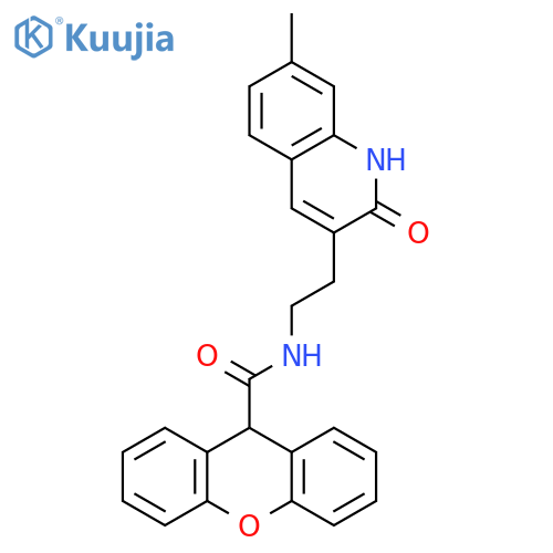N-2-(7-methyl-2-oxo-1,2-dihydroquinolin-3-yl)ethyl-9H-xanthene-9-carboxamide structure