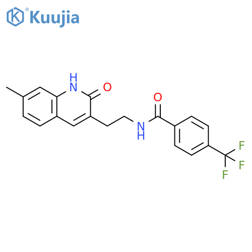 N-2-(7-methyl-2-oxo-1,2-dihydroquinolin-3-yl)ethyl-4-(trifluoromethyl)benzamide structure