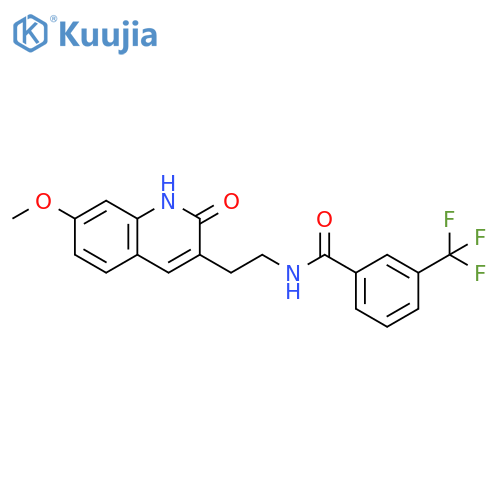 N-2-(7-methoxy-2-oxo-1,2-dihydroquinolin-3-yl)ethyl-3-(trifluoromethyl)benzamide structure