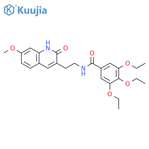 3,4,5-triethoxy-N-2-(7-methoxy-2-oxo-1,2-dihydroquinolin-3-yl)ethylbenzamide structure