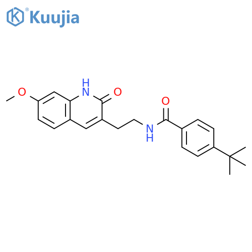 4-tert-butyl-N-2-(7-methoxy-2-oxo-1,2-dihydroquinolin-3-yl)ethylbenzamide structure