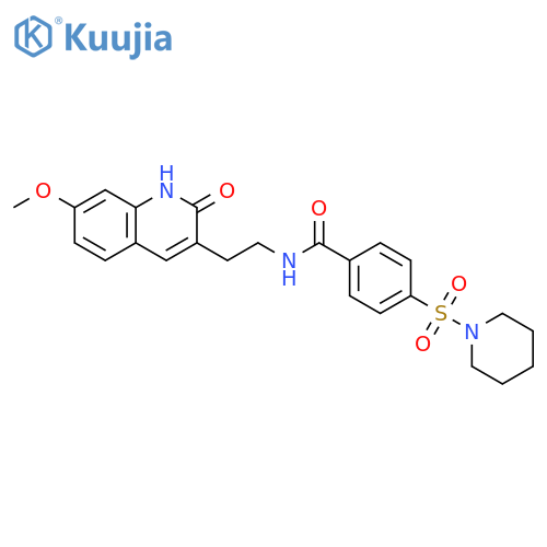 N-2-(7-methoxy-2-oxo-1,2-dihydroquinolin-3-yl)ethyl-4-(piperidine-1-sulfonyl)benzamide structure
