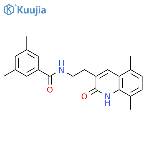 N-2-(5,8-dimethyl-2-oxo-1,2-dihydroquinolin-3-yl)ethyl-3,5-dimethylbenzamide structure