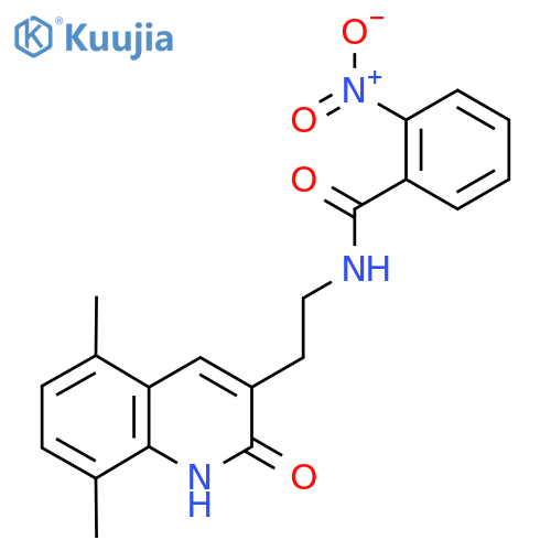 N-2-(5,8-dimethyl-2-oxo-1,2-dihydroquinolin-3-yl)ethyl-2-nitrobenzamide structure