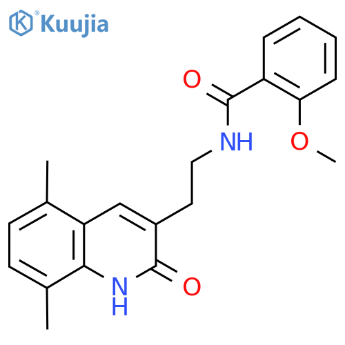 N-2-(5,8-dimethyl-2-oxo-1,2-dihydroquinolin-3-yl)ethyl-2-methoxybenzamide structure