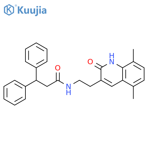 N-2-(5,8-dimethyl-2-oxo-1,2-dihydroquinolin-3-yl)ethyl-3,3-diphenylpropanamide structure