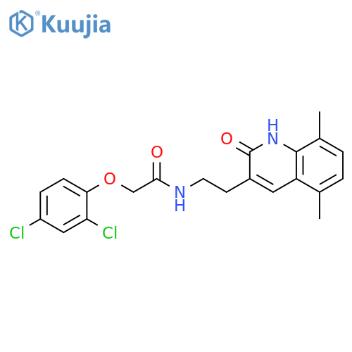 2-(2,4-dichlorophenoxy)-N-2-(5,8-dimethyl-2-oxo-1,2-dihydroquinolin-3-yl)ethylacetamide structure