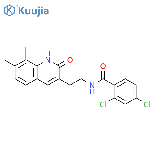 2,4-dichloro-N-2-(7,8-dimethyl-2-oxo-1,2-dihydroquinolin-3-yl)ethylbenzamide structure