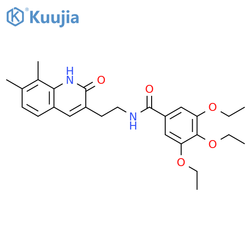 N-2-(7,8-dimethyl-2-oxo-1,2-dihydroquinolin-3-yl)ethyl-3,4,5-triethoxybenzamide structure