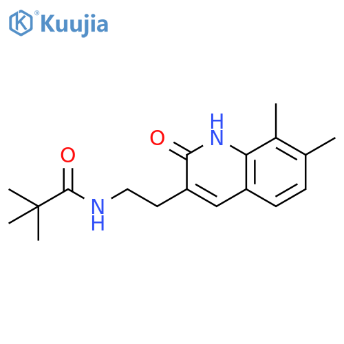 N-2-(7,8-dimethyl-2-oxo-1,2-dihydroquinolin-3-yl)ethyl-2,2-dimethylpropanamide structure