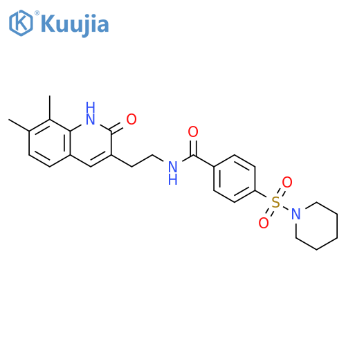 N-2-(7,8-dimethyl-2-oxo-1,2-dihydroquinolin-3-yl)ethyl-4-(piperidine-1-sulfonyl)benzamide structure