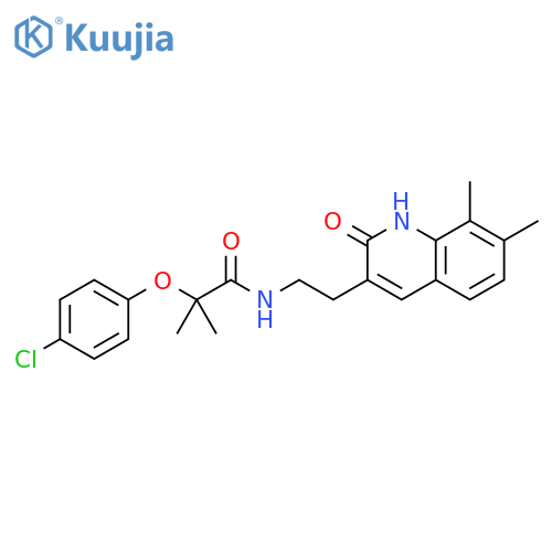 2-(4-chlorophenoxy)-N-2-(7,8-dimethyl-2-oxo-1,2-dihydroquinolin-3-yl)ethyl-2-methylpropanamide structure