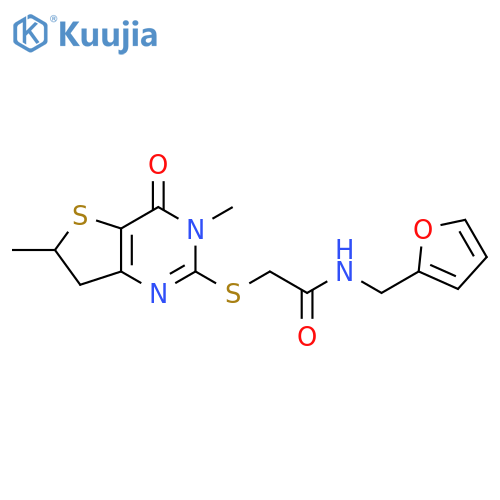 2-({3,6-dimethyl-4-oxo-3H,4H,6H,7H-thieno3,2-dpyrimidin-2-yl}sulfanyl)-N-(furan-2-yl)methylacetamide structure