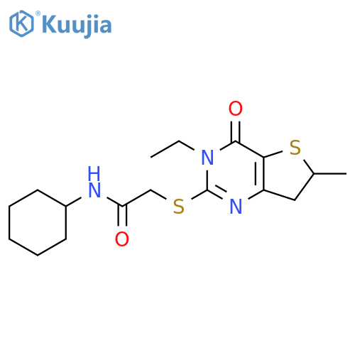 N-cyclohexyl-2-({3-ethyl-6-methyl-4-oxo-3H,4H,6H,7H-thieno3,2-dpyrimidin-2-yl}sulfanyl)acetamide structure