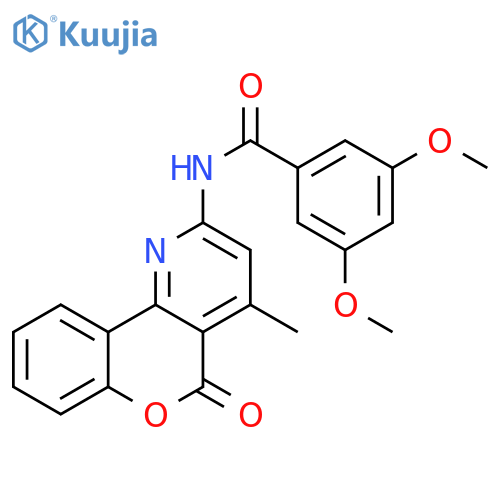 3,5-dimethoxy-N-{4-methyl-5-oxo-5H-chromeno4,3-bpyridin-2-yl}benzamide structure