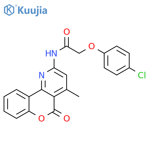 2-(4-chlorophenoxy)-N-{4-methyl-5-oxo-5H-chromeno4,3-bpyridin-2-yl}acetamide structure