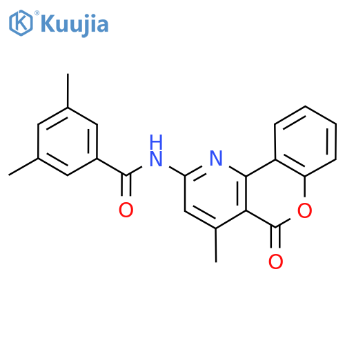 3,5-dimethyl-N-{4-methyl-5-oxo-5H-chromeno4,3-bpyridin-2-yl}benzamide structure