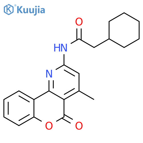 2-cyclohexyl-N-{4-methyl-5-oxo-5H-chromeno4,3-bpyridin-2-yl}acetamide structure