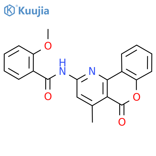 2-methoxy-N-{4-methyl-5-oxo-5H-chromeno4,3-bpyridin-2-yl}benzamide structure