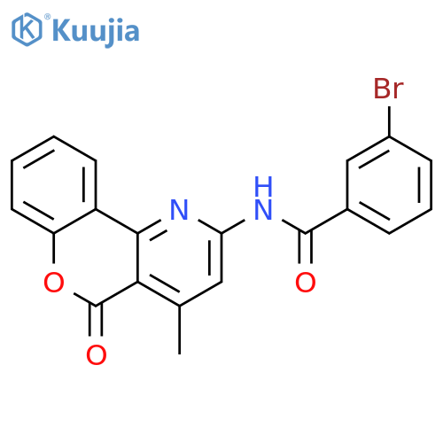 3-bromo-N-{4-methyl-5-oxo-5H-chromeno4,3-bpyridin-2-yl}benzamide structure